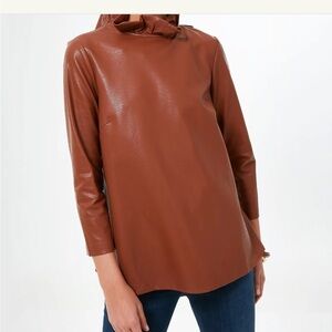 Tuckernuck Cognac Leather Faye Blouse